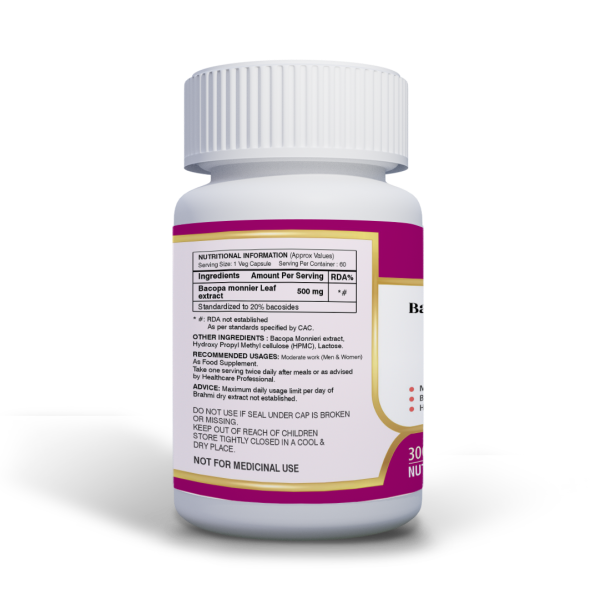 Anjix Bacopa Monnieri ( Brahmi) | 500mg Capsules | Memory & Focus Booster
