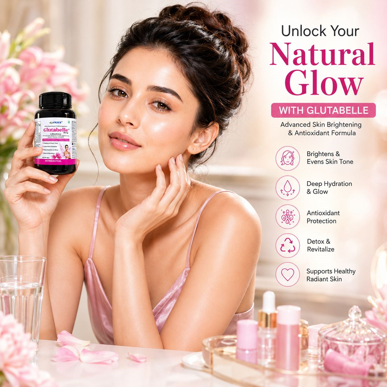 Anjix Glutabelle | L-Glutathione 300mg Complex Tablets | Skin & Antioxidant Support
