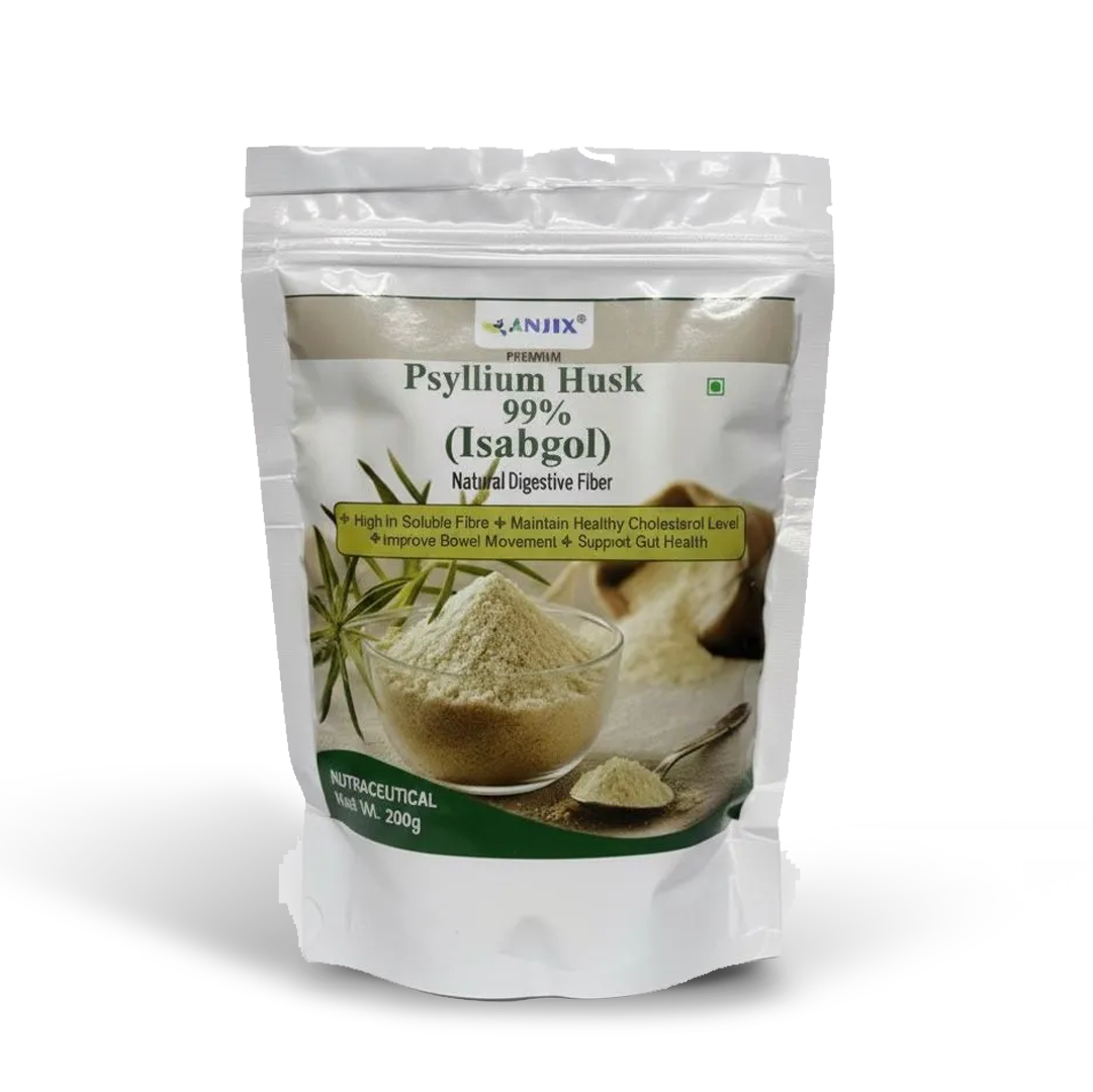 Anjix Psyllium Husk (Isabgol) 99% – 200 gm | Natural Digestive Fiber Powder