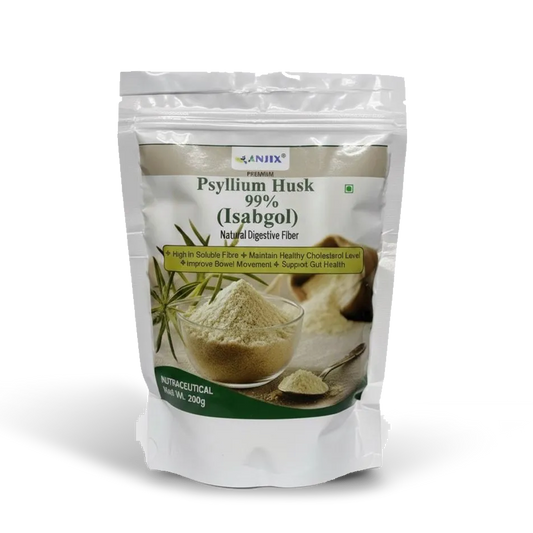 Anjix Psyllium Husk (Isabgol) 99% – 200 gm | Natural Digestive Fiber Powder