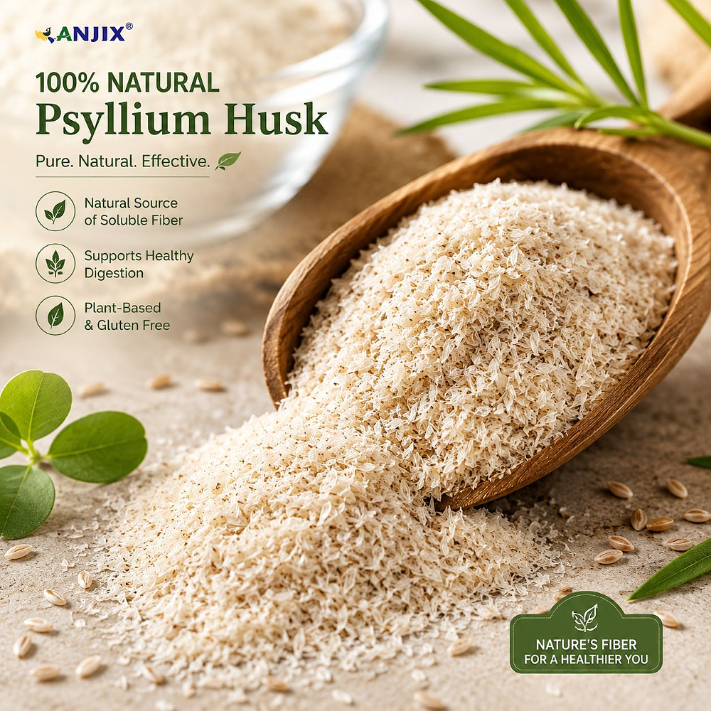 Anjix Psyllium Husk (Isabgol) 99% – 200 gm | Natural Digestive Fiber Powder